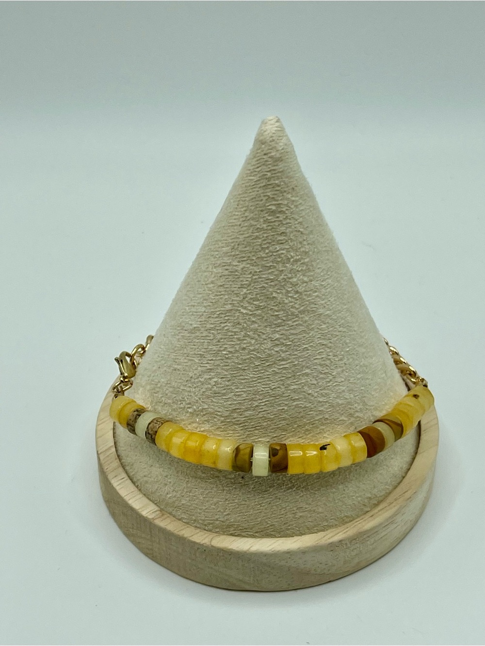 Yellow and Gold Tone Beaded Women's Stone Bracelet